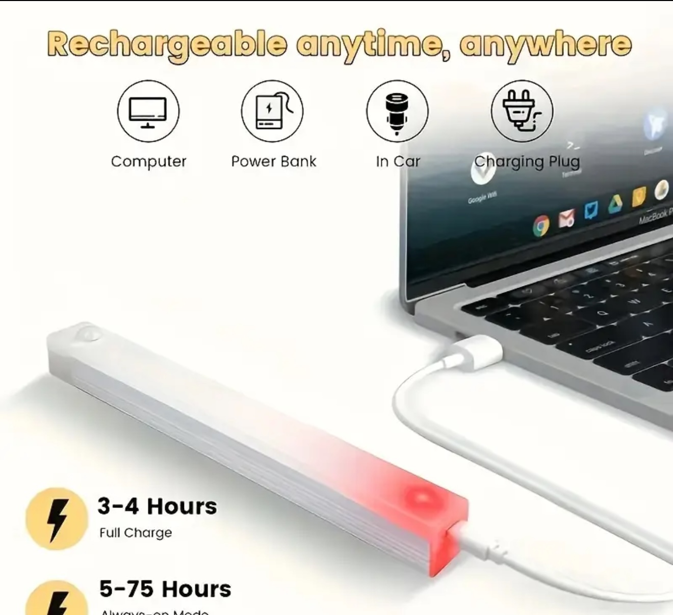 Barra Luz Led Recargable Con Sensor - Imagen 4