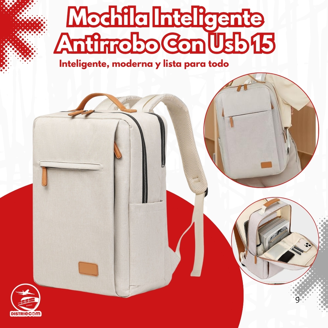 Mochila Inteligente Antirrobo Con Usb 15
